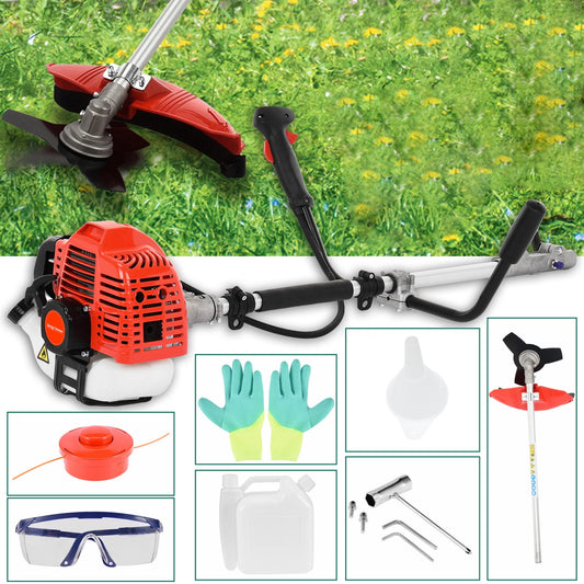 Anvazise Strong Powerful Full Functioning Guard Accessories Hedge Trimmer 52cc 2-Stroke Gas Straight Shaft String Backpack Grass Trimmer Red One Size